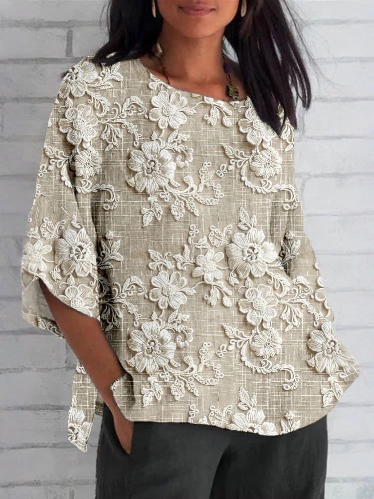 FLOR | Cotton-Linen Printed Blouse