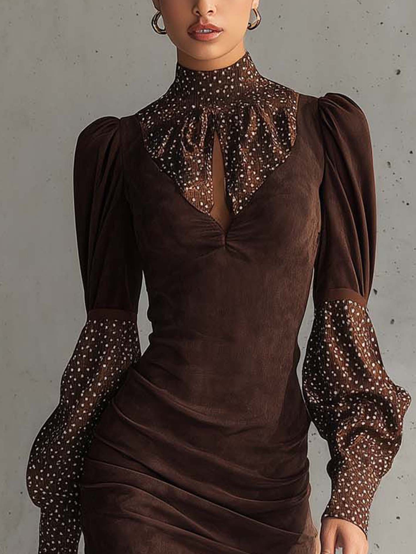 LOISE | Polka Dot Suede and Satin Dress