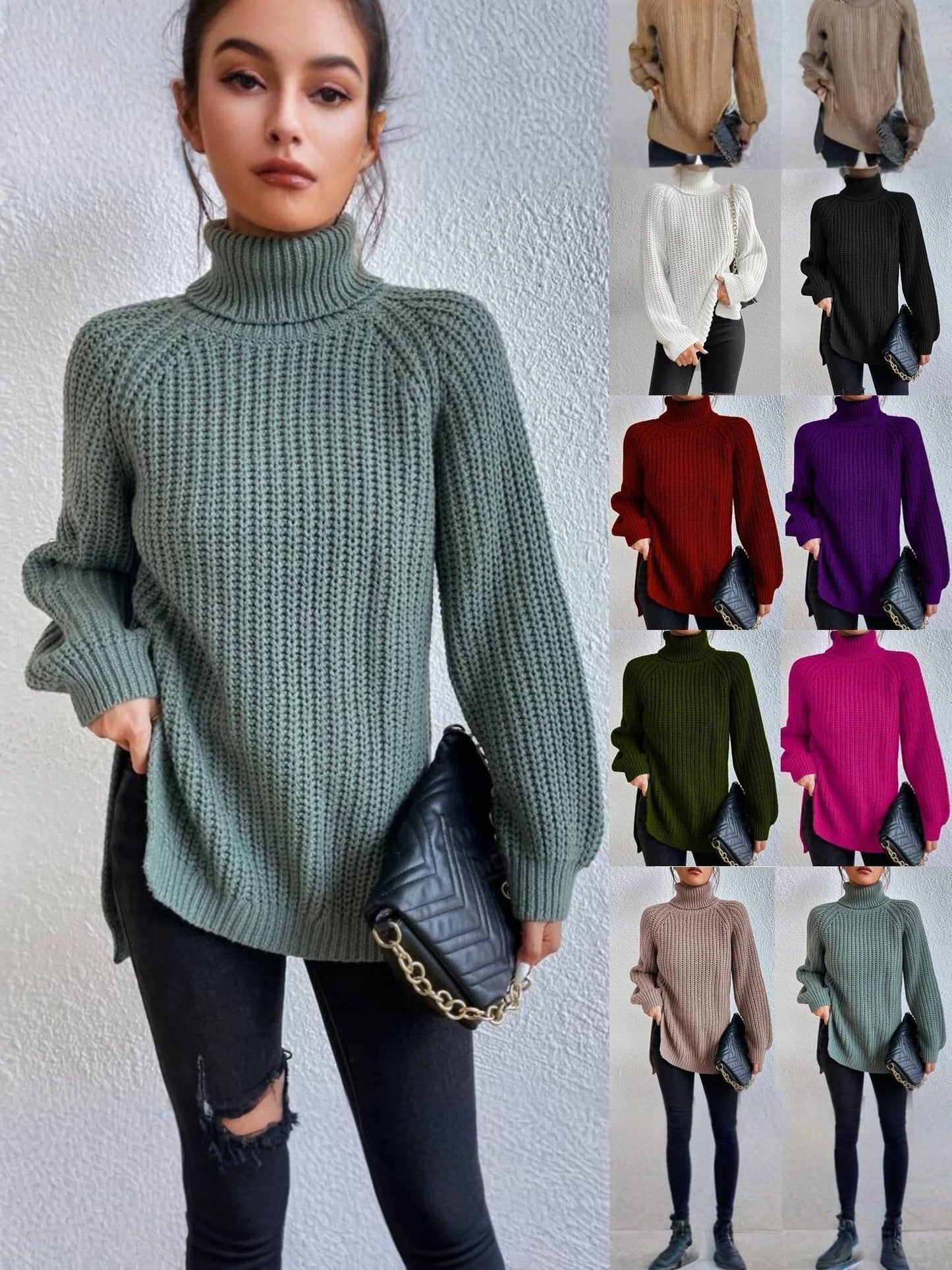 CHARLIE | Cozy Long Knit Turtleneck Sweater