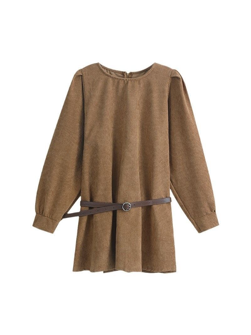 Puff Sleeve Corduroy Mini Dress