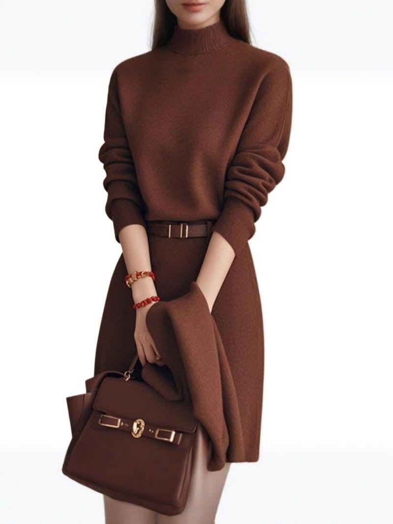 Margaux | Cozy High Neck Knit Dress