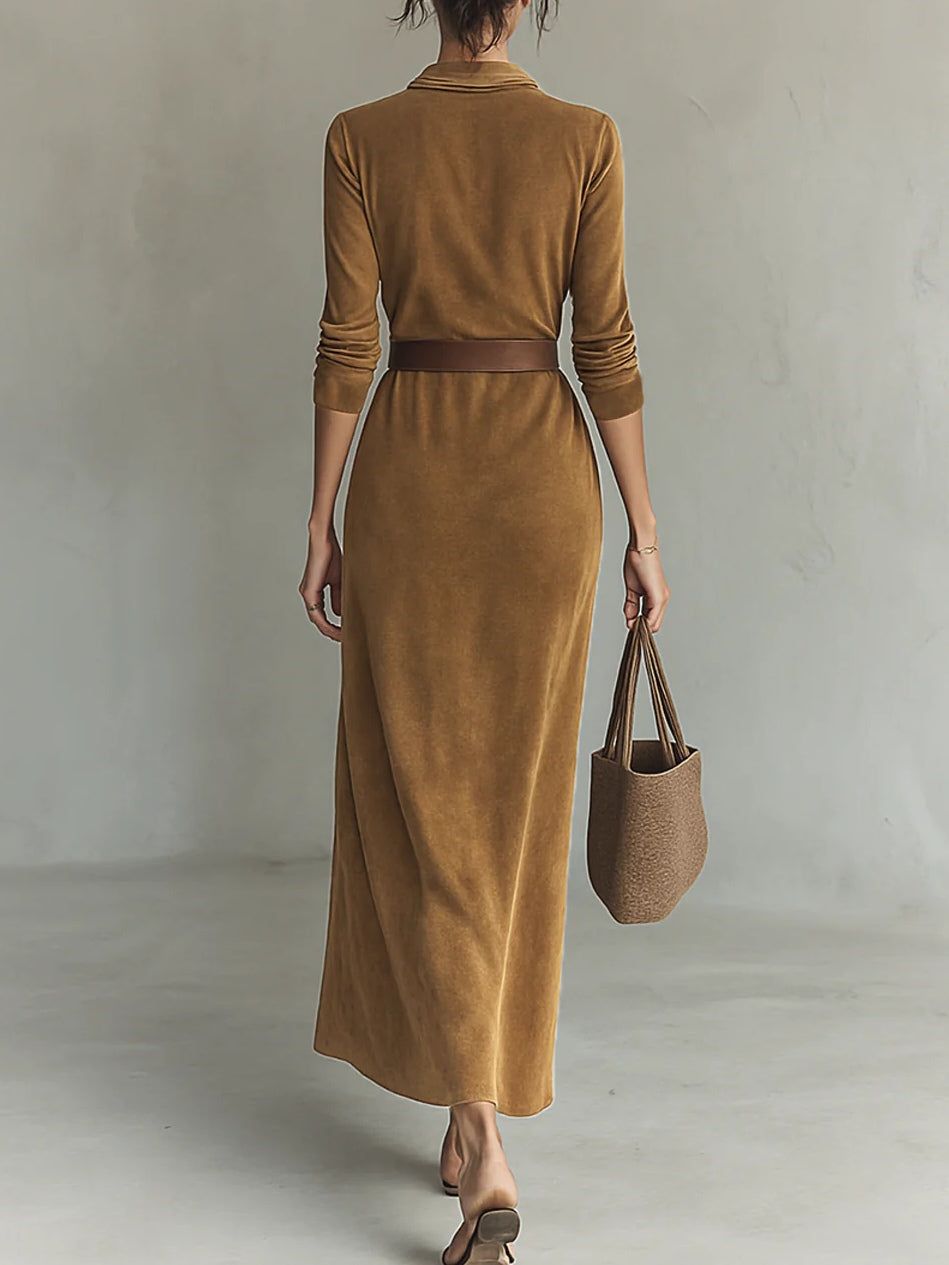 ISABELLE | Elegant Suede Lapel Dress