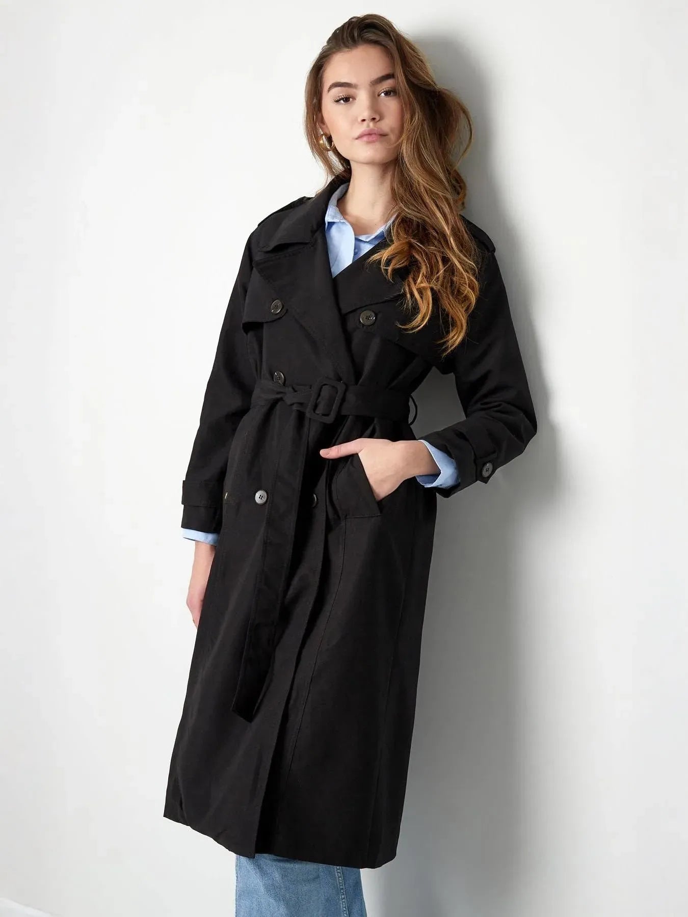 Long Sanded Cotton Trench Coat