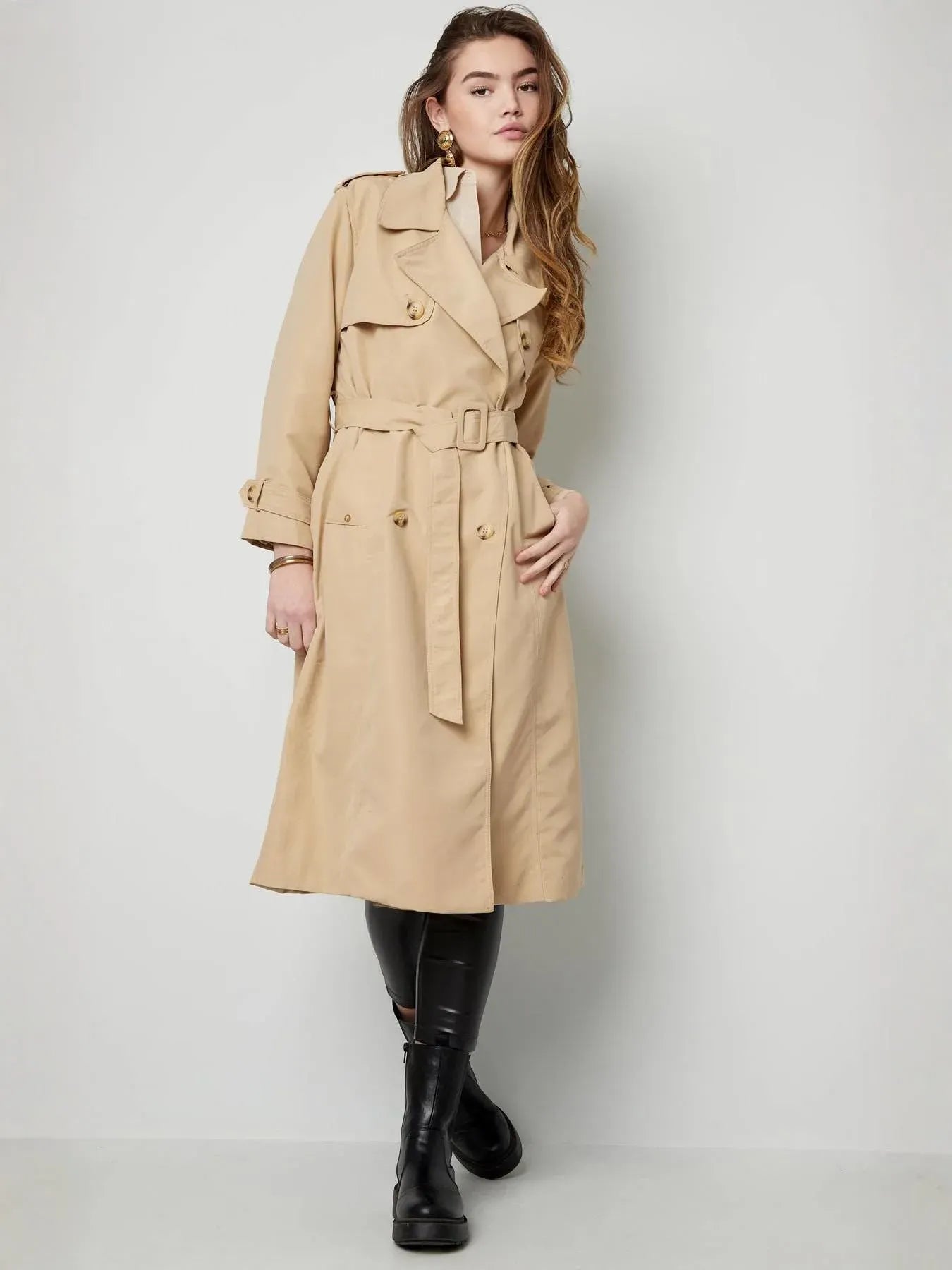 Long Sanded Cotton Trench Coat