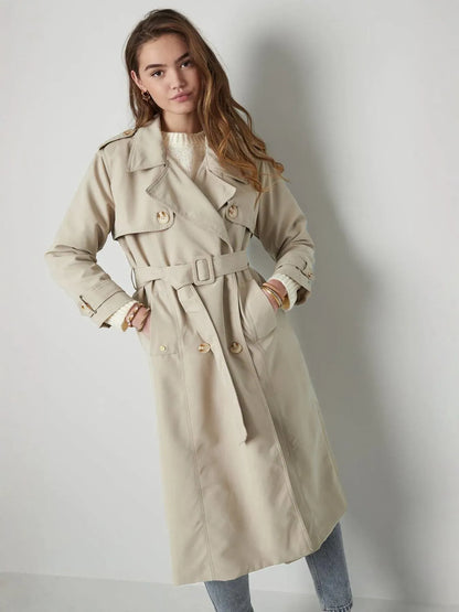 Long Sanded Cotton Trench Coat