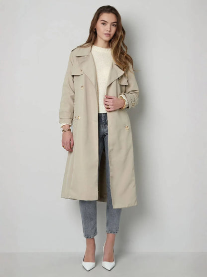 Long Sanded Cotton Trench Coat