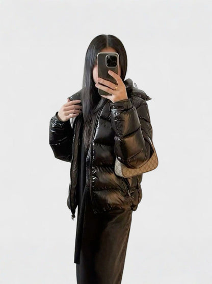 STEP | Sleek Short Shiny Down Jacket