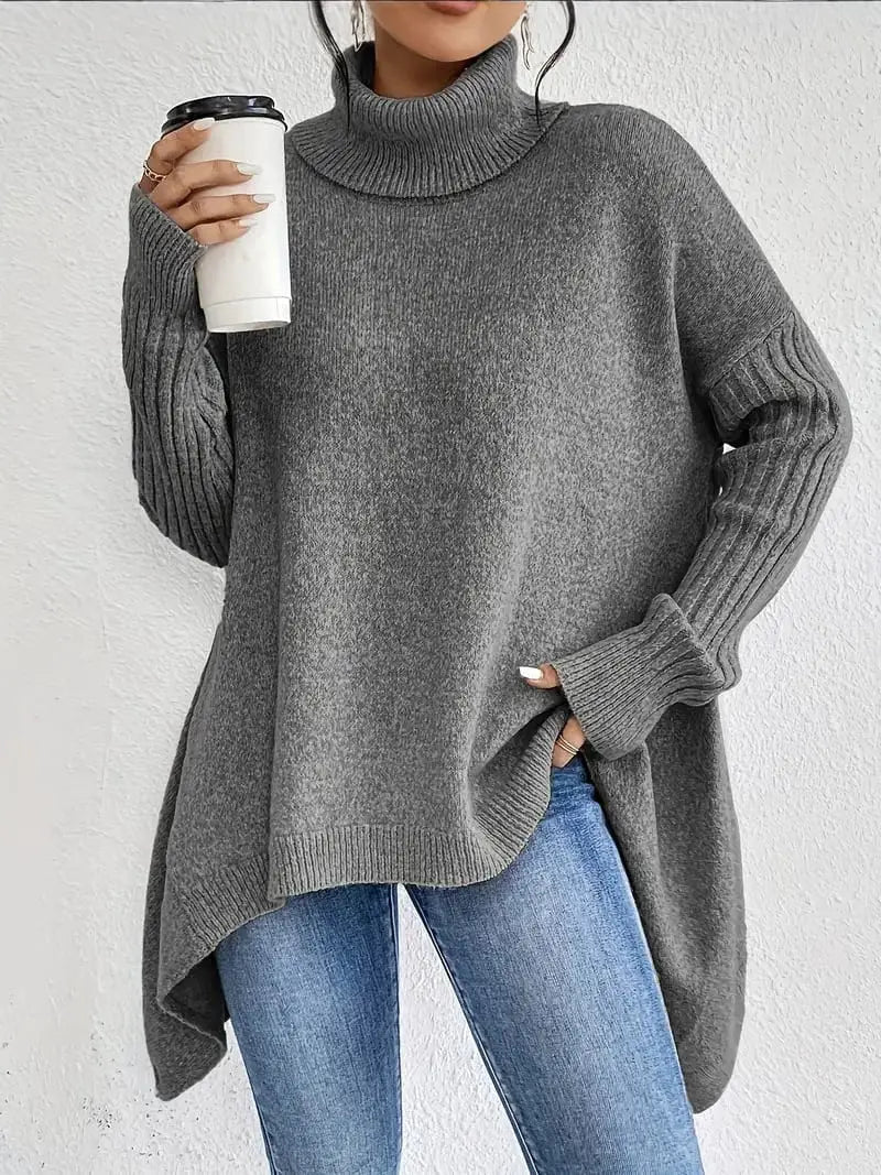 MANON | Soft Knit Asymmetrical High-Collar Sweater