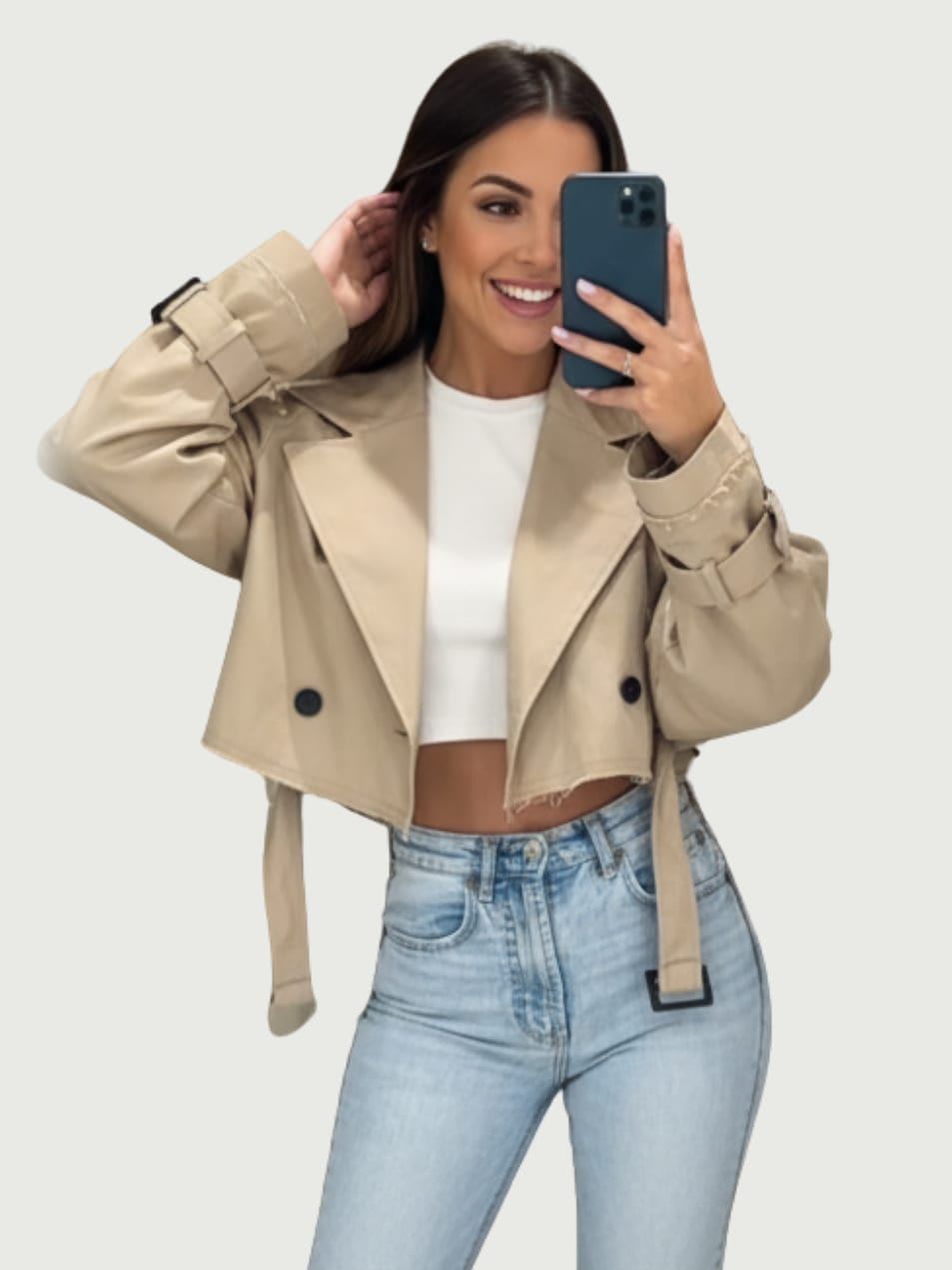 SÉRAPHINE | Chic Cropped Trench Coat