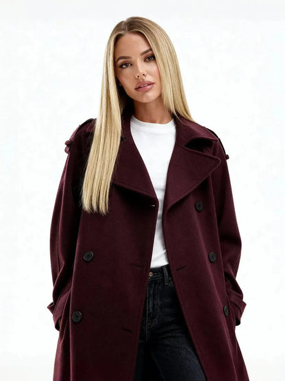 Classic Bordeaux Trench Coat