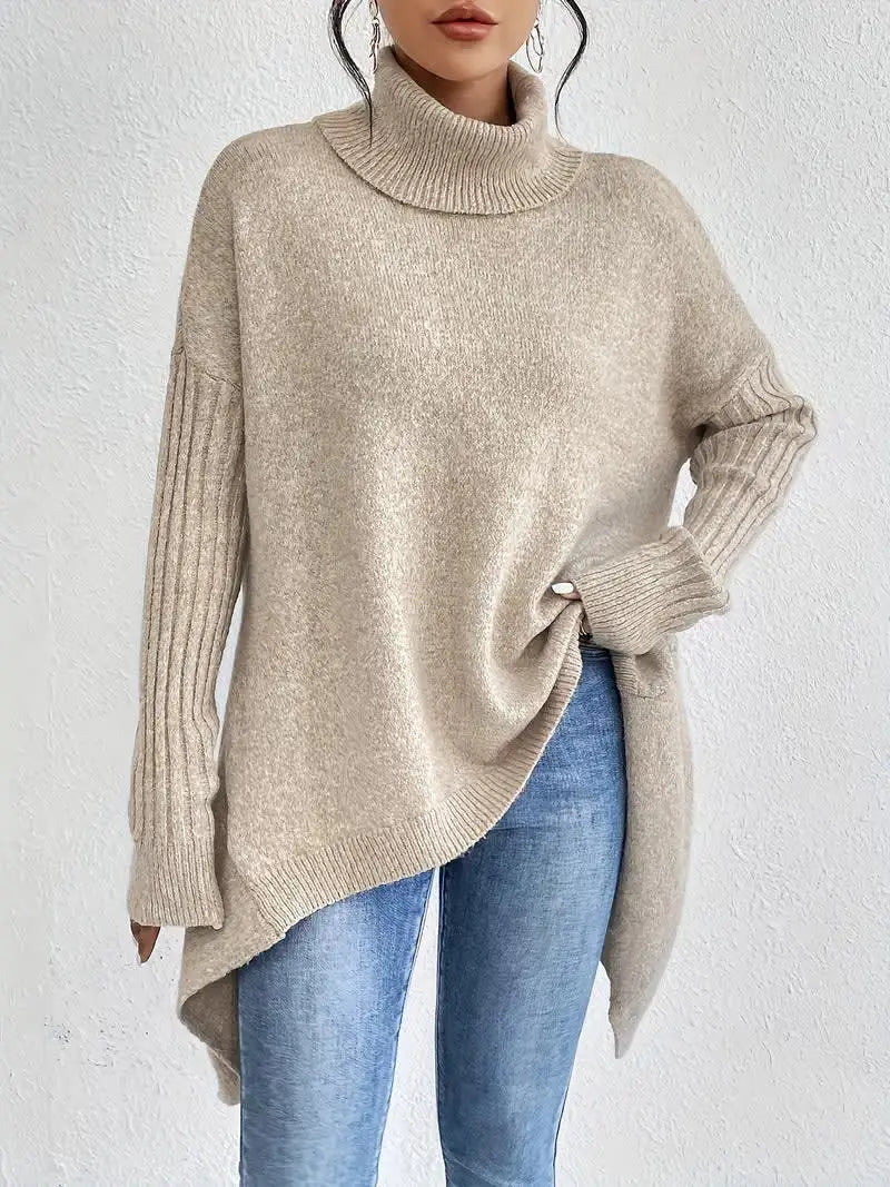 MANON | Soft Knit Asymmetrical High-Collar Sweater