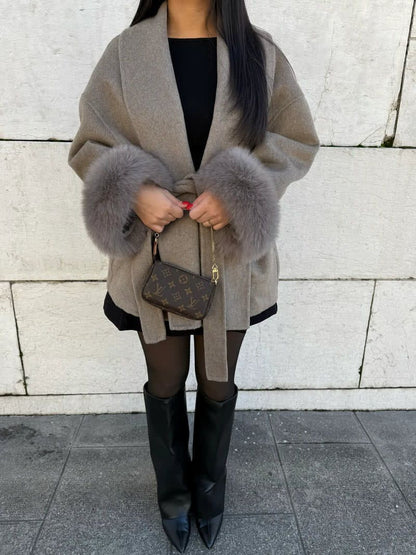 Chic Coat with Faux Fur Accents