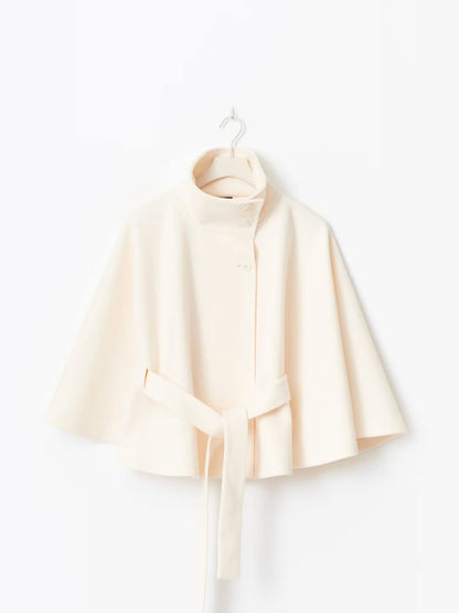 Stylish Women's Coat with Belt and High Collar