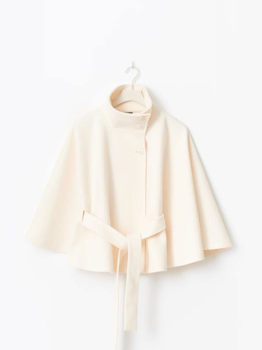 Stylish Women's Coat with Belt and High Collar