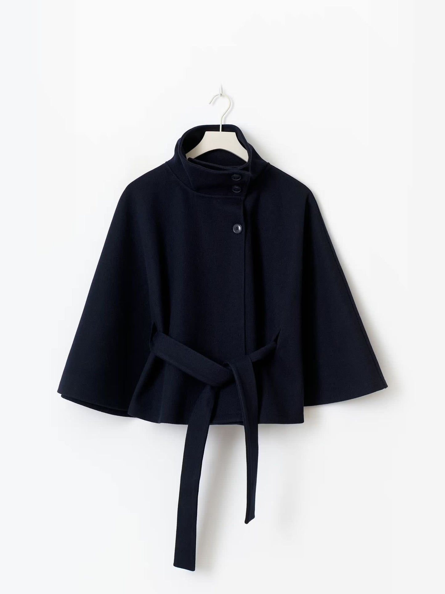 Stylish Women's Coat with Belt and High Collar