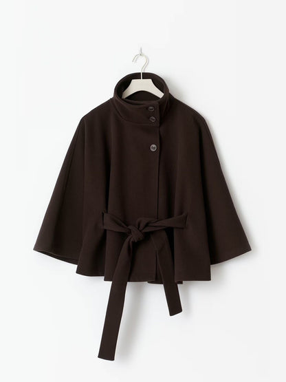 Stylish Women's Coat with Belt and High Collar