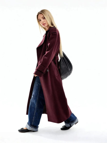 Classic Bordeaux Trench Coat
