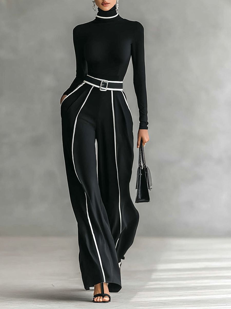 MAELLE | Stylish 2-Piece Sweater and High-Waisted Pants Set