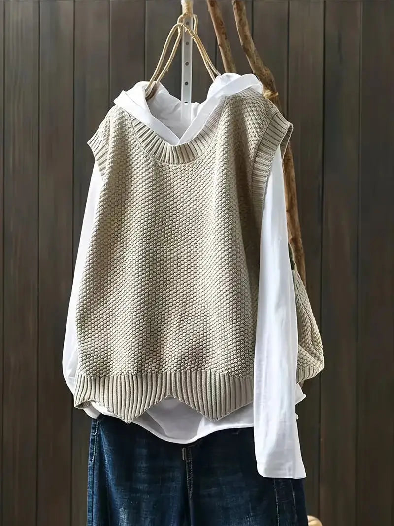 Women's Sleeveless Crew Neck Sweater