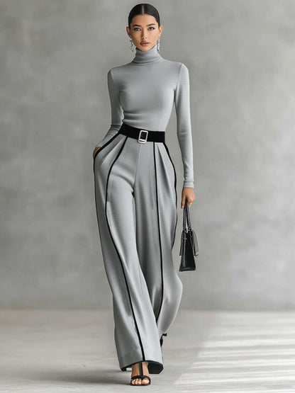 MAELLE | Stylish 2-Piece Sweater and High-Waisted Pants Set