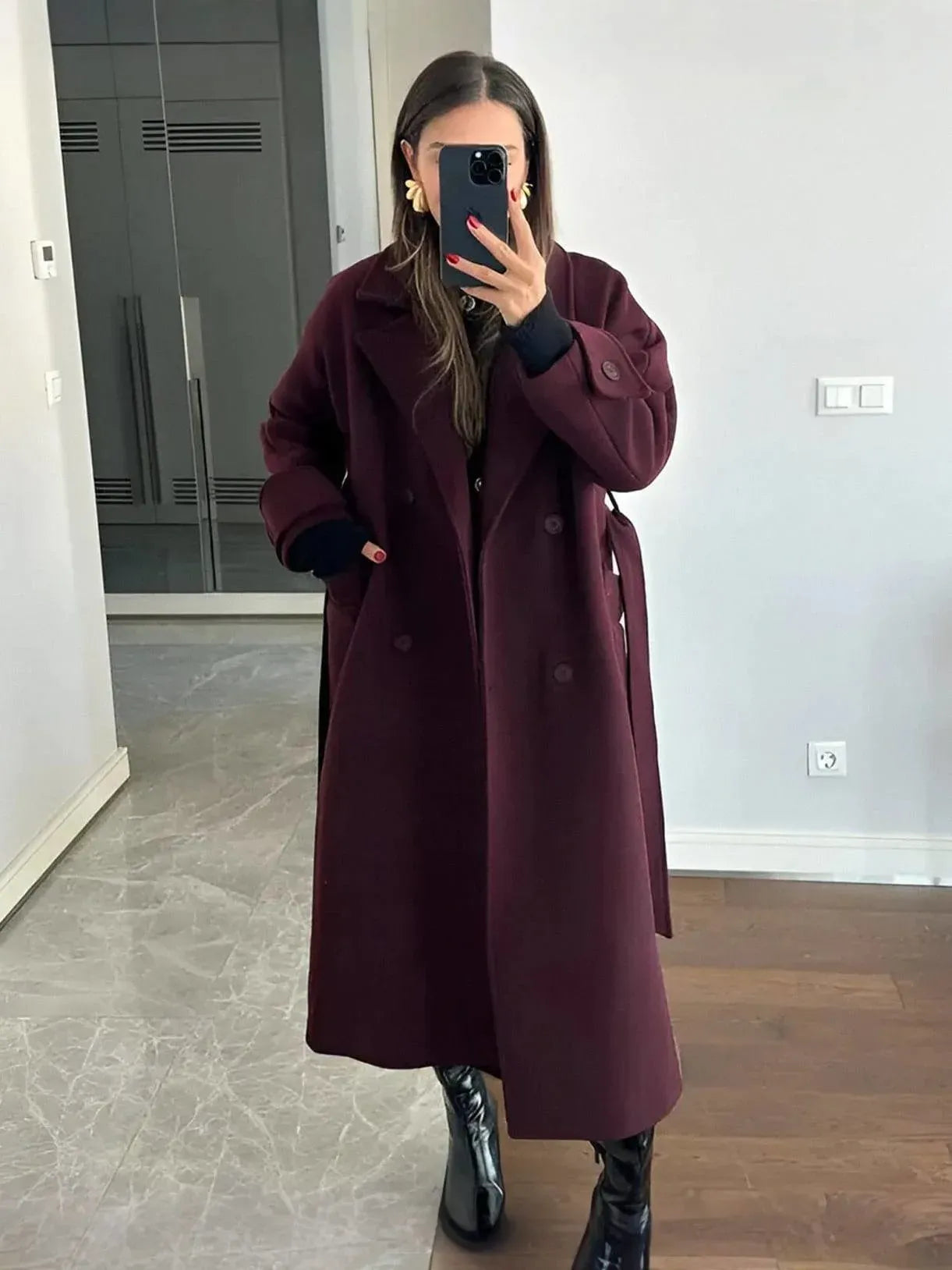 Classic Bordeaux Trench Coat
