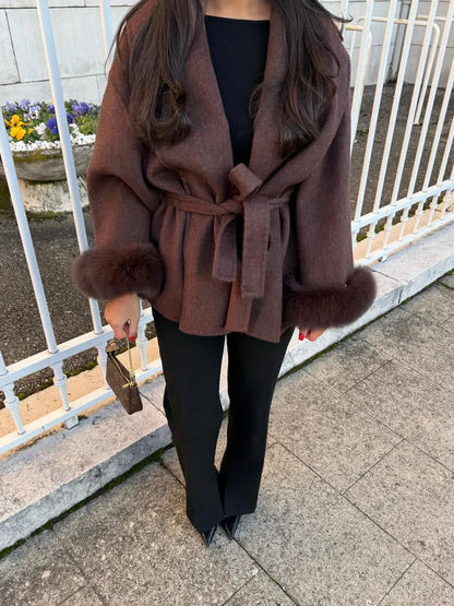 Chic Coat with Faux Fur Accents