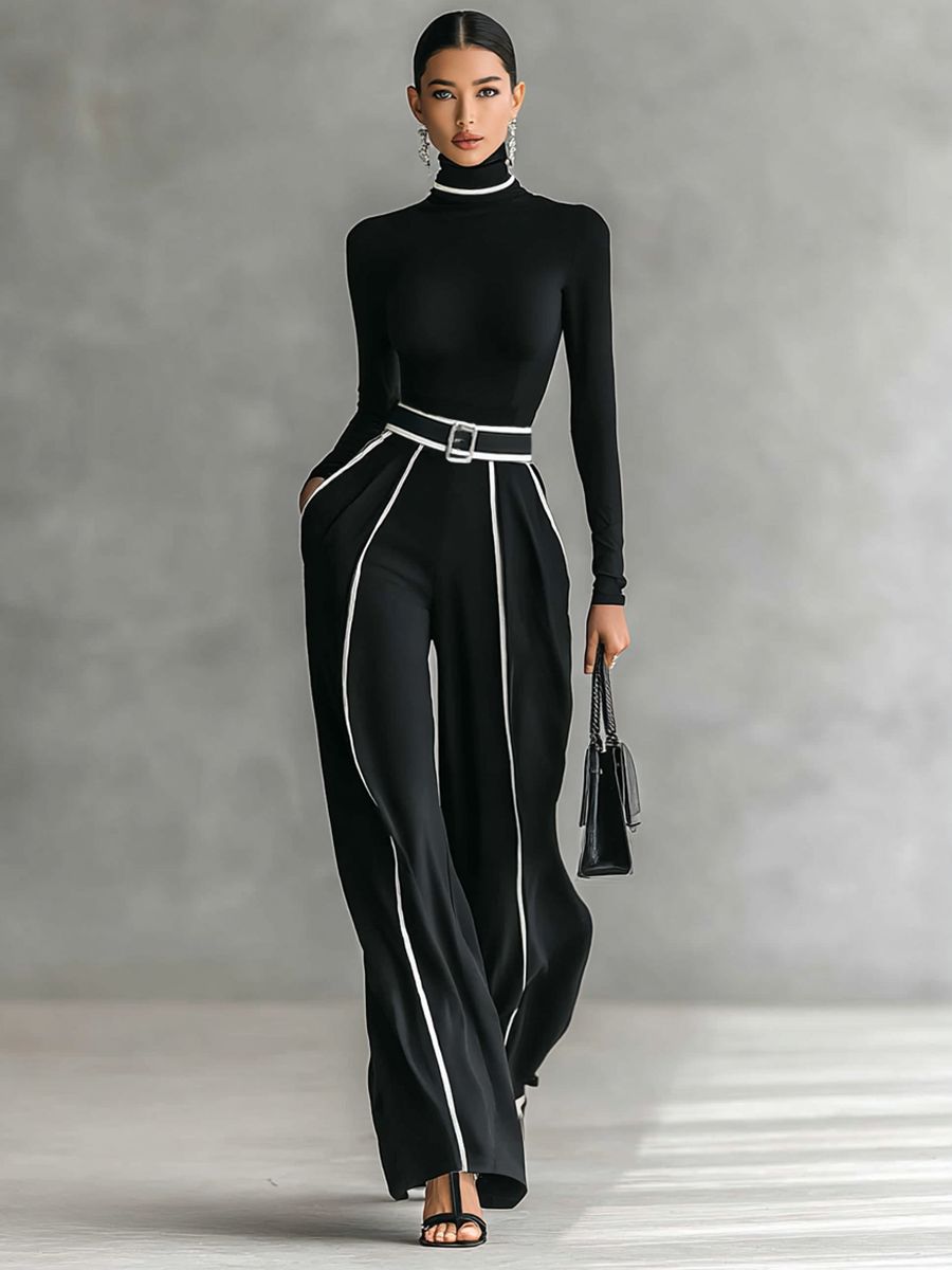 MAELLE | Stylish 2-Piece Sweater and High-Waisted Pants Set
