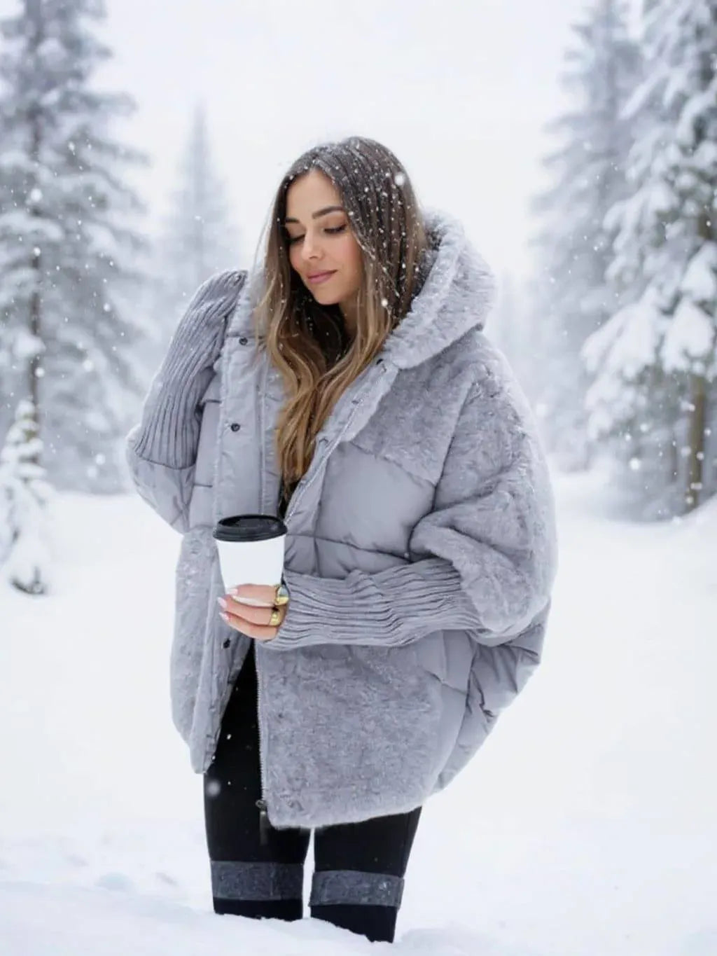 Oversized Hooded Patchwork Puffer Jacket