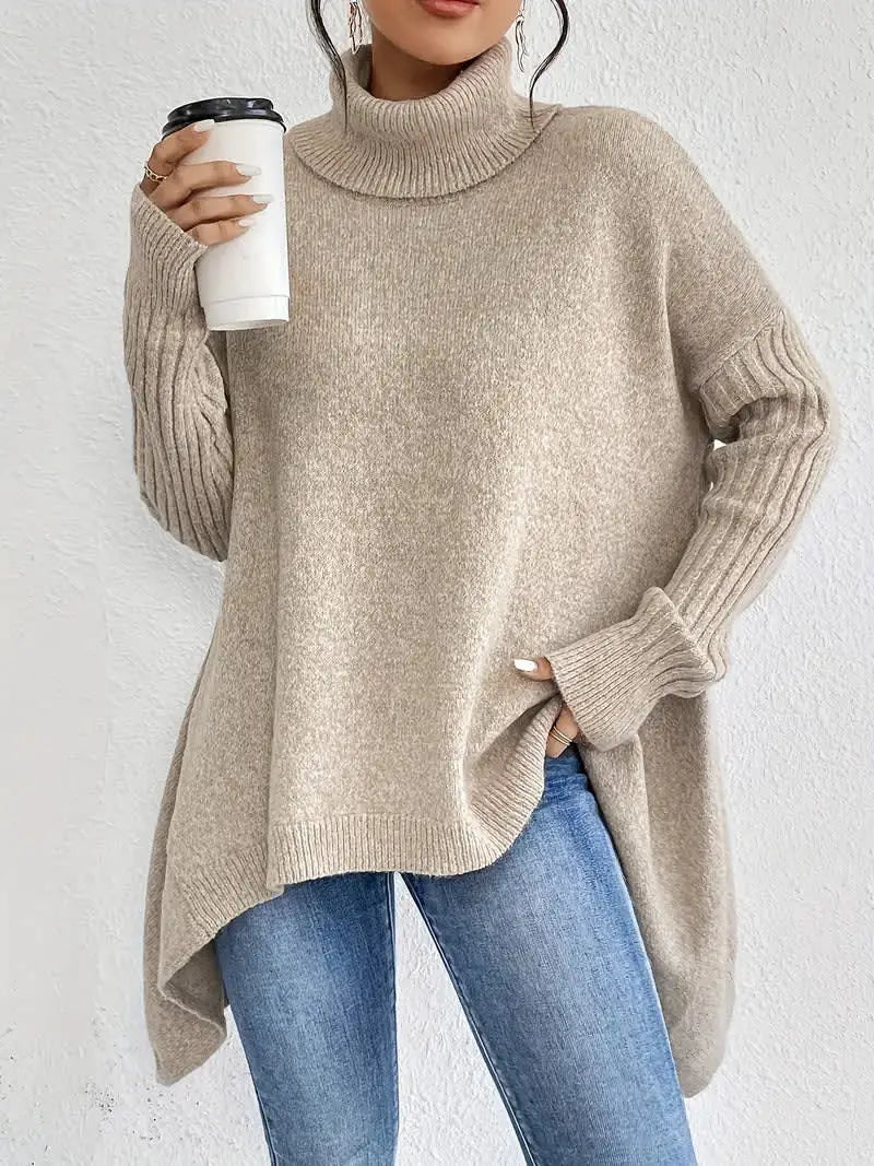 MANON | Soft Knit Asymmetrical High-Collar Sweater