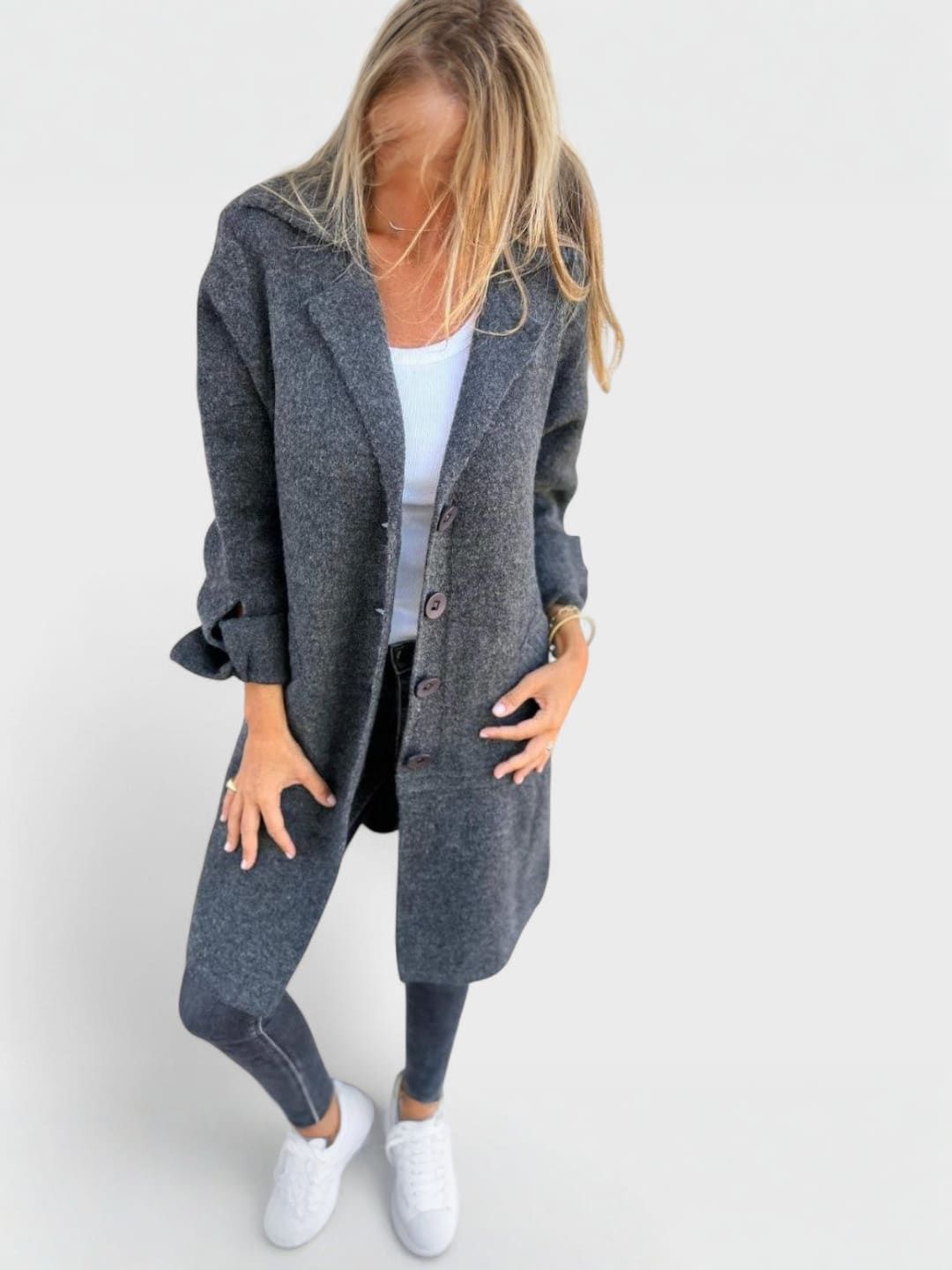 Casual Long Coat with Lapels