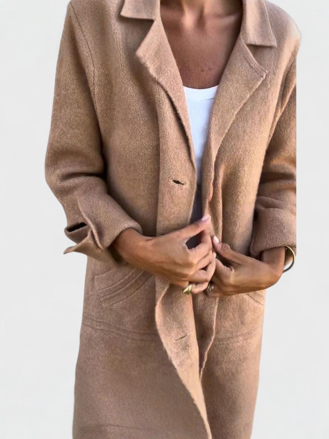 Casual Long Coat with Lapels