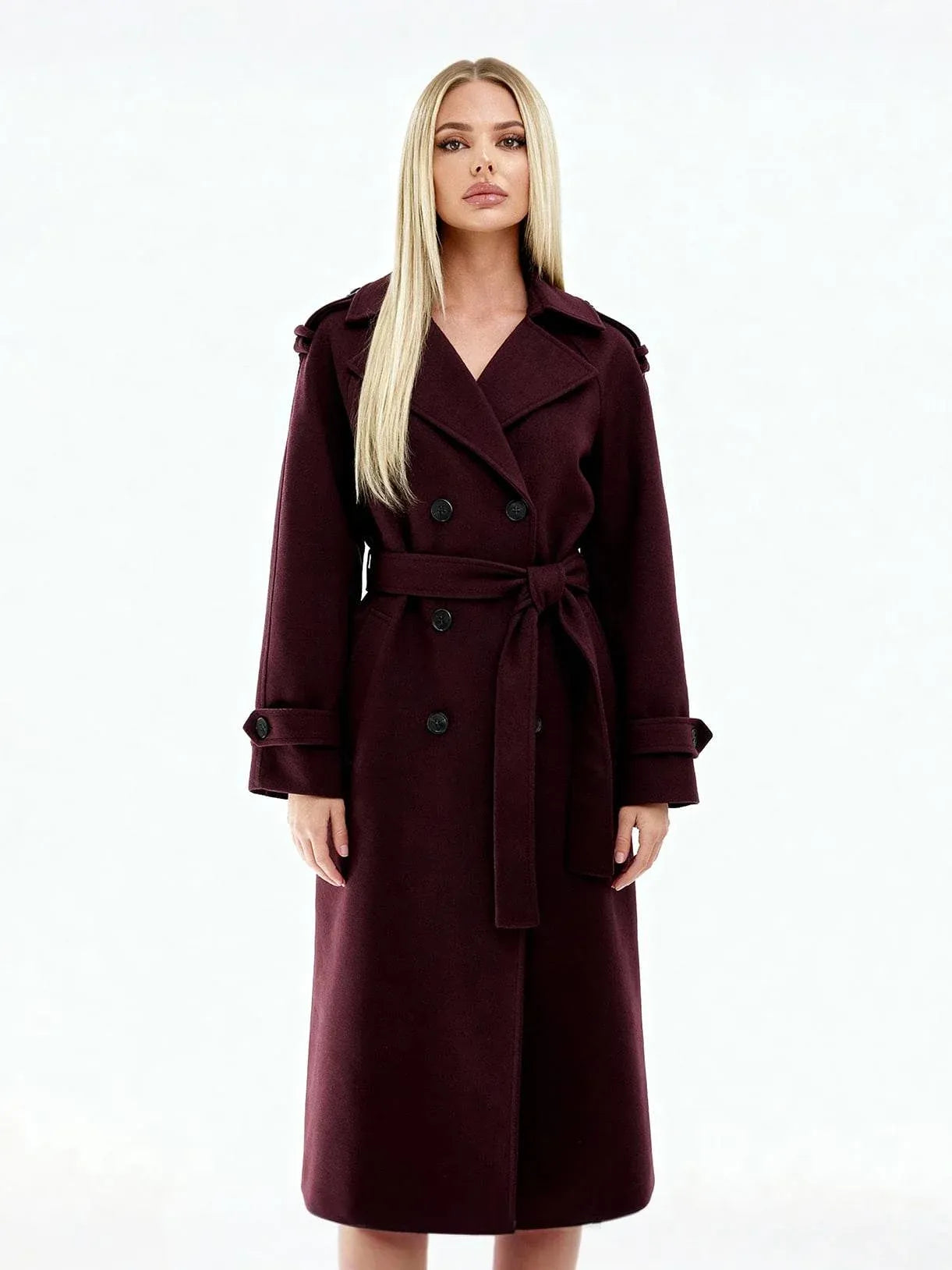 Classic Bordeaux Trench Coat