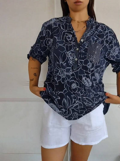 ROWELLA | Floral Print Flowing Blouse