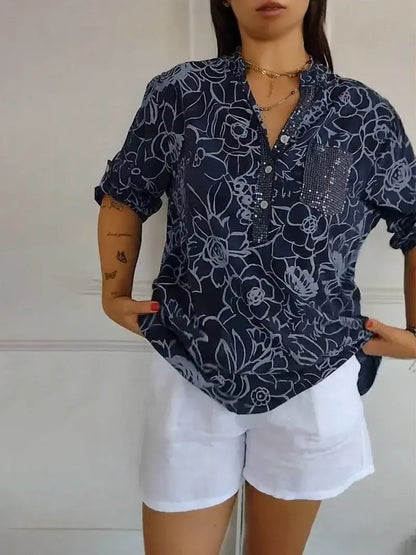 Floral Print Flowing Blouse