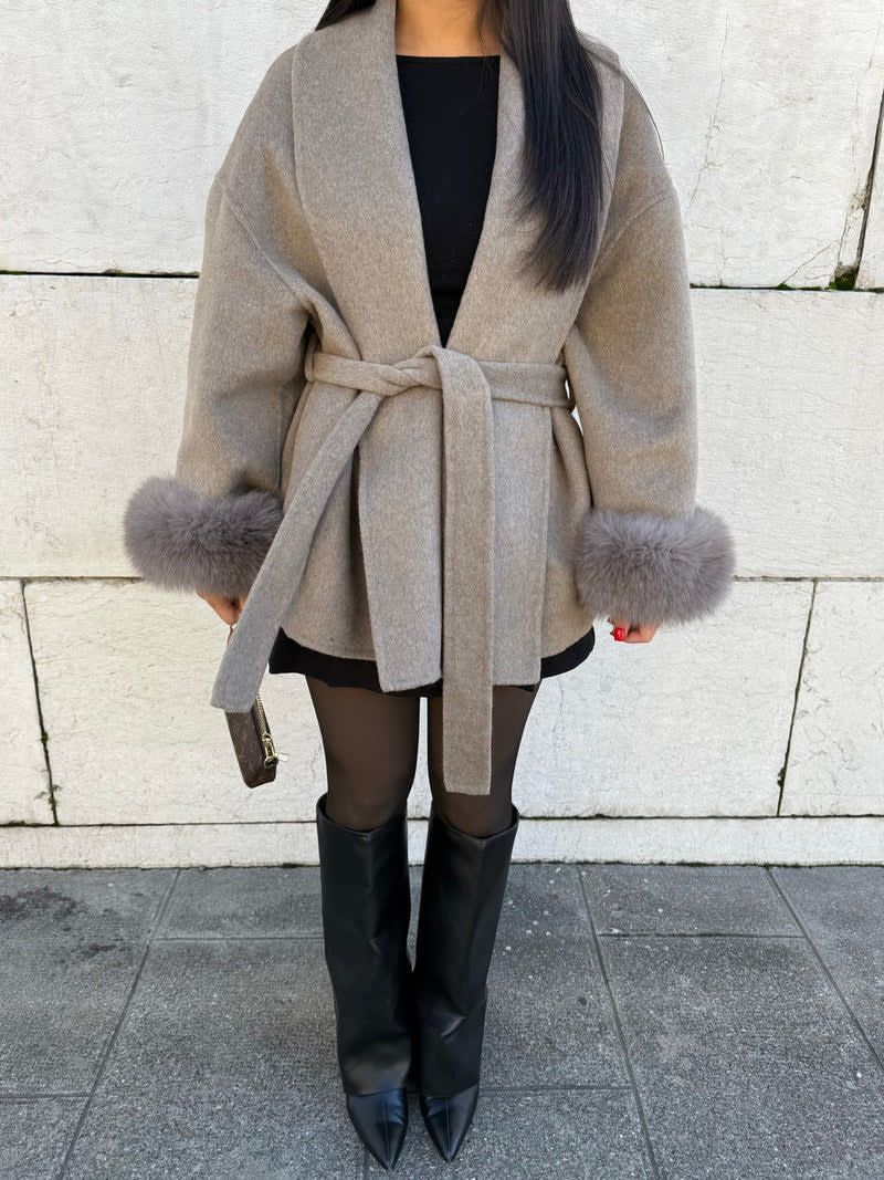 Chic Coat with Faux Fur Accents