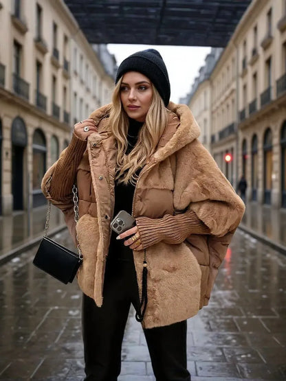 Oversized Hooded Patchwork Puffer Jacket