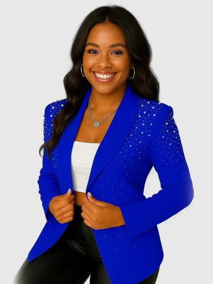 Chic Blazer with Pearl and Rhinestone Accents for a Sophisticated Style
