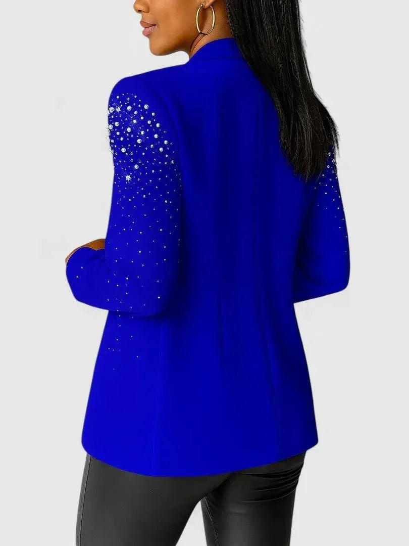 Chic Blazer with Pearl and Rhinestone Accents for a Sophisticated Style