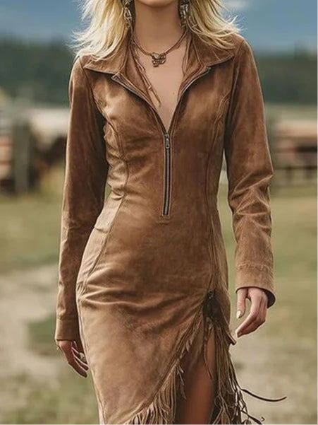 LIVIA | Mid-Length Dress with High Collar