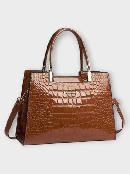 Glossy Crocodile Print Handbag