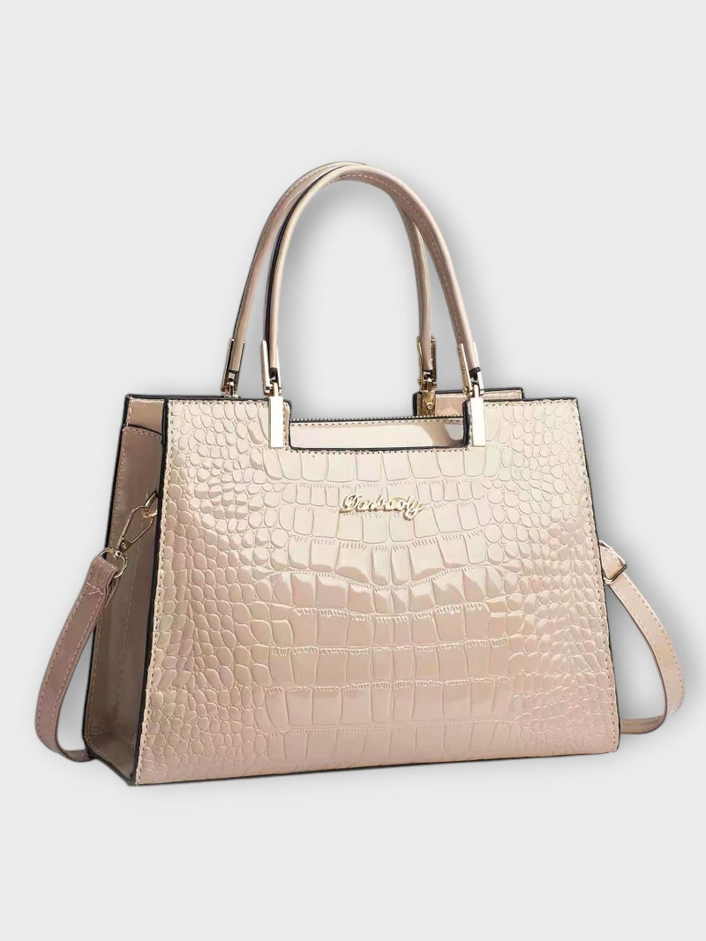 Glossy Crocodile Print Handbag