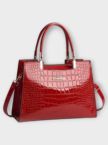 Glossy Crocodile Print Handbag