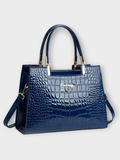Glossy Crocodile Print Handbag