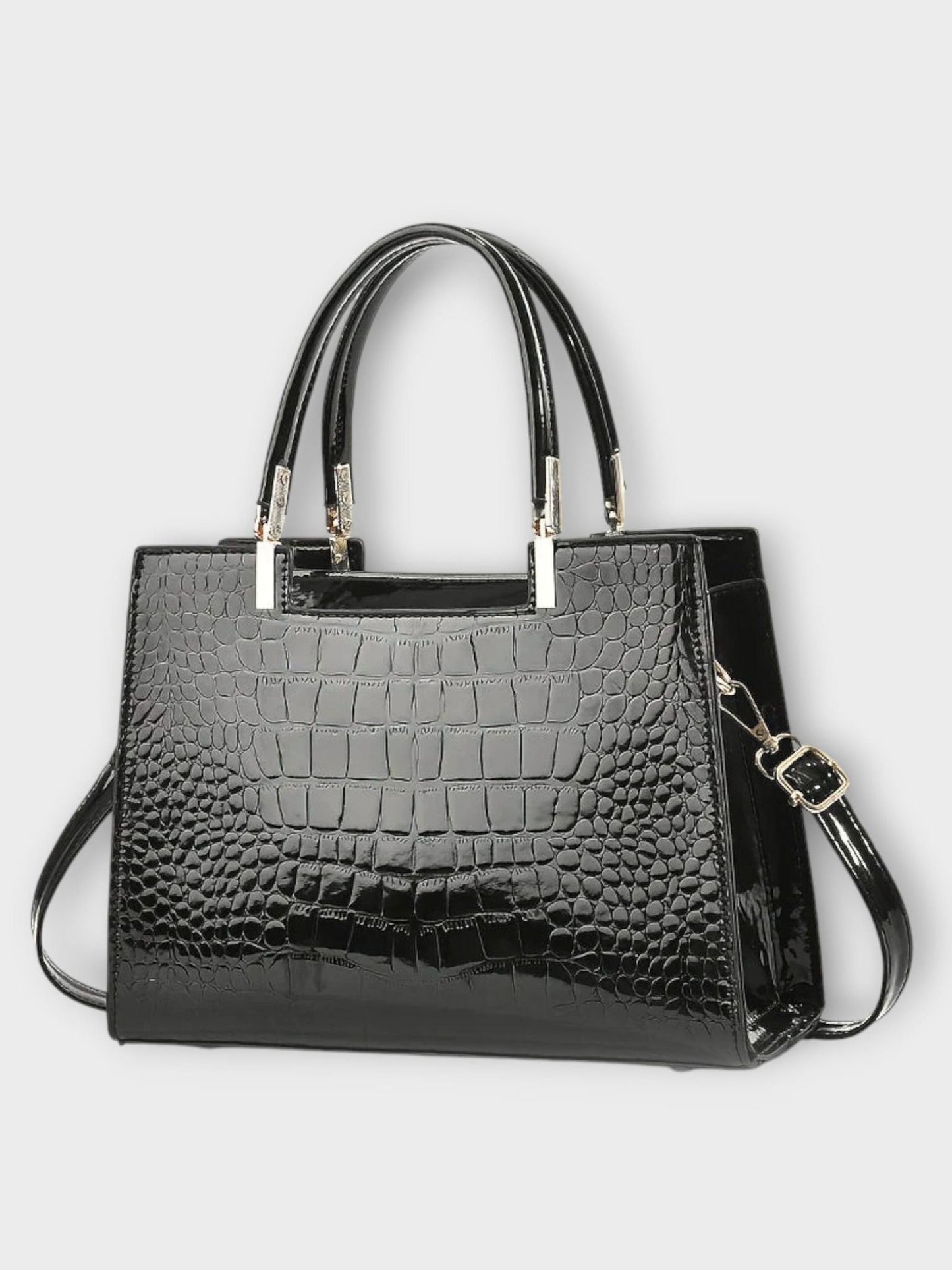 Glossy Crocodile Print Handbag