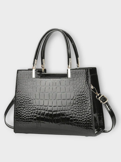 Glossy Crocodile Print Handbag