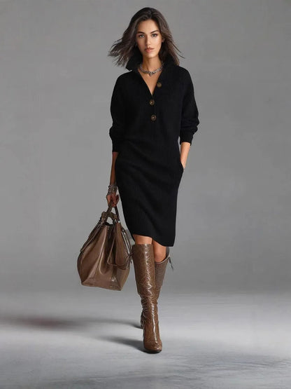 Chic Button-Up Knit Dress