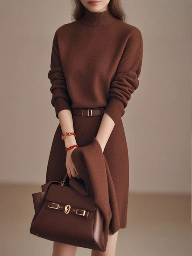 Margaux | Cozy High Neck Knit Dress