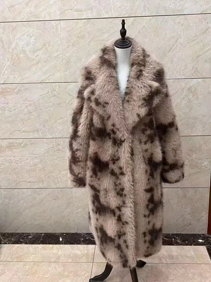 CHLOÉ | Manteau élégant en fausse fourrure patchwork