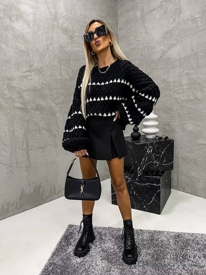 ELORA | Stylish & Cozy Oversized Polka Dot Sweater