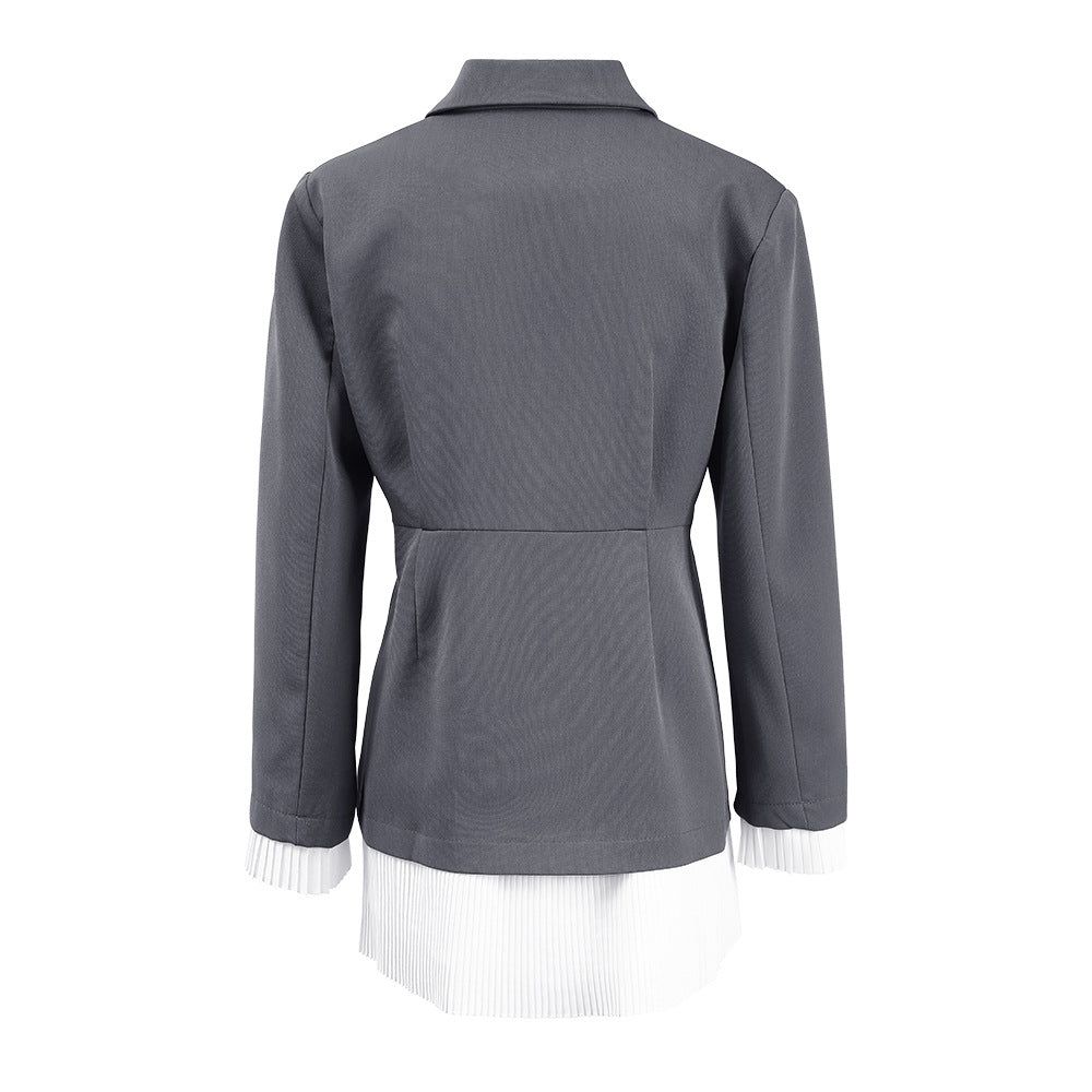 Chic Blazer Dress with Pleated Skirt